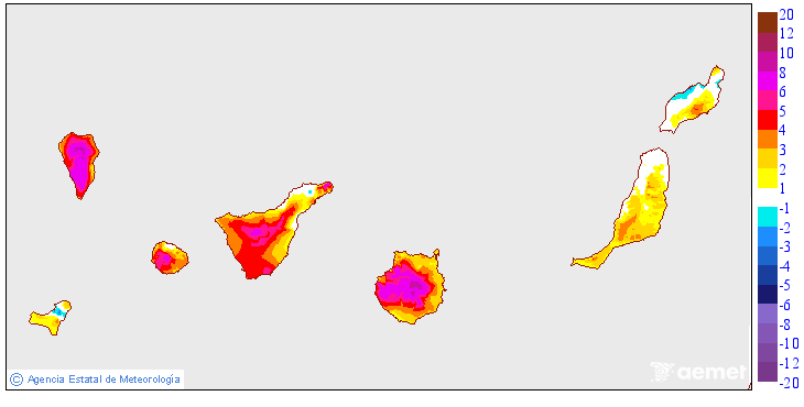 Variacin das temperaturas mximas respecto ao da anterior