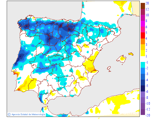 Variacin das temperaturas mximas respecto ao da anterior