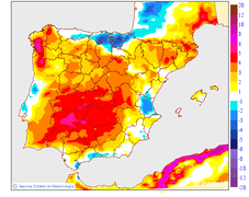 Maximum temperatures variation regarding the day before