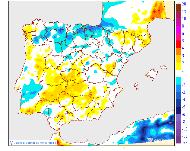 Variacin de las temperaturas mnimas respecto al da anterior