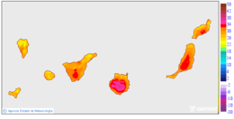 Maximum temperatures for today in the Canary Islands
