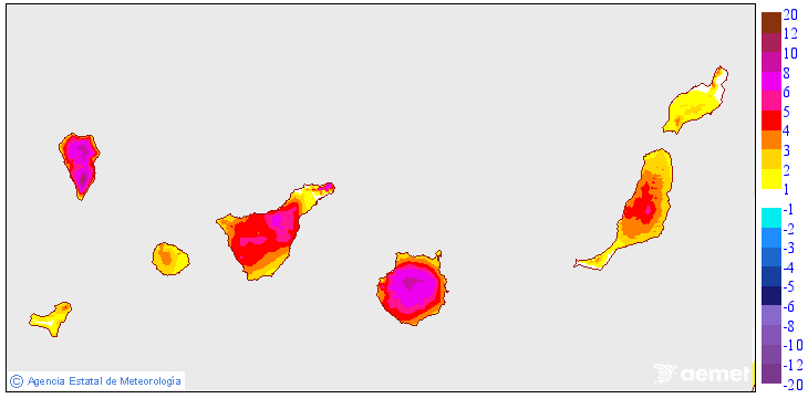 Variaci de les temperatures mnimes respecte al dia anterior