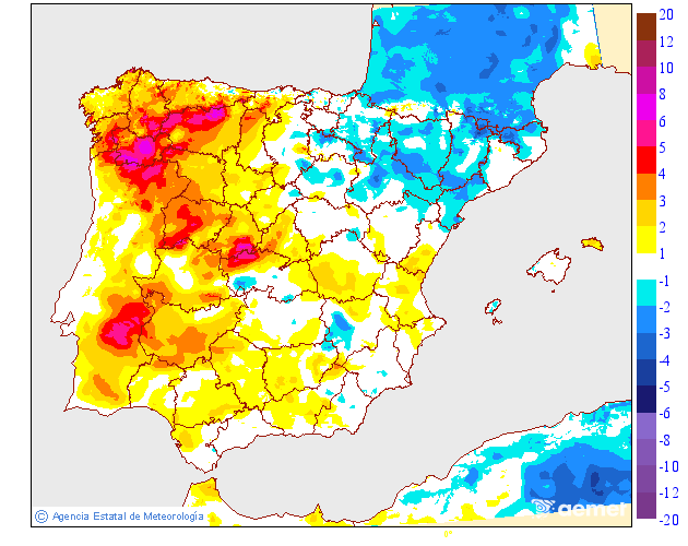 Variacin de las temperaturas mnimas respecto al da anterior