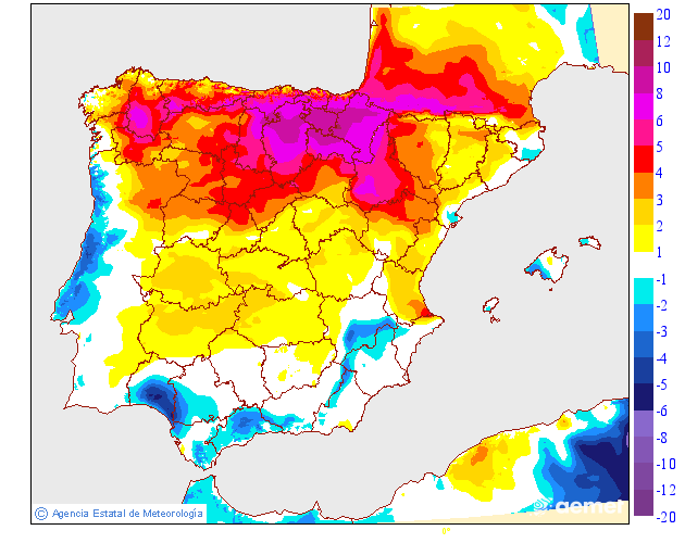 Variacin de las temperaturas mximas respecto al da anterior