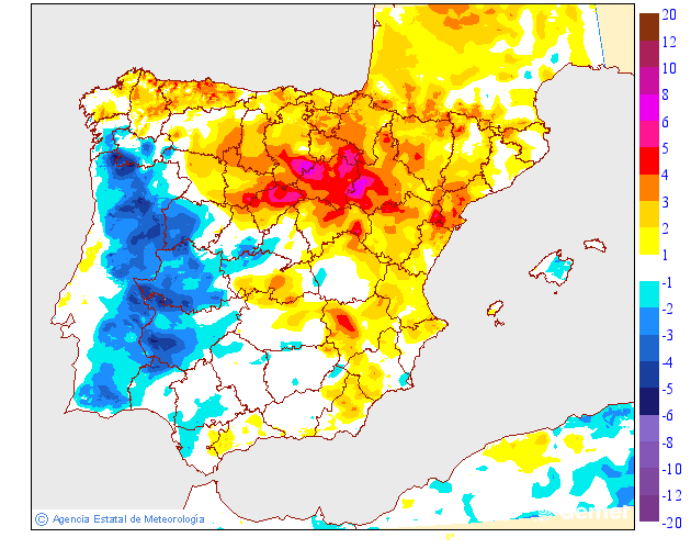 Minimum temperatures variation regarding the day before