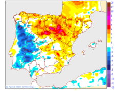 Minimum temperatures variation regarding the day before