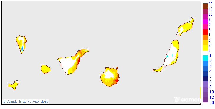 Variaci de les temperatures mnimes respecte al dia anterior
