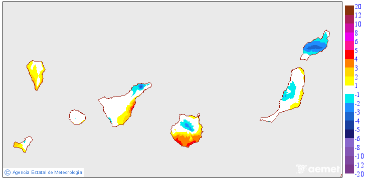 Maximum temperatures variation regarding the day before