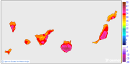 Maximum temperatures for tomorrow in the Canary Islands