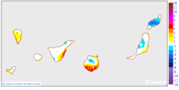Maximum temperatures variation regarding the day before