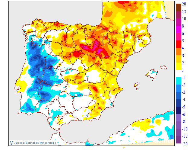 Variaci de les temperatures mnimes respecte al dia anterior