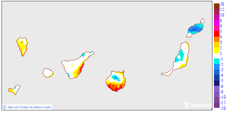 Variacin das temperaturas mximas respecto ao da anterior