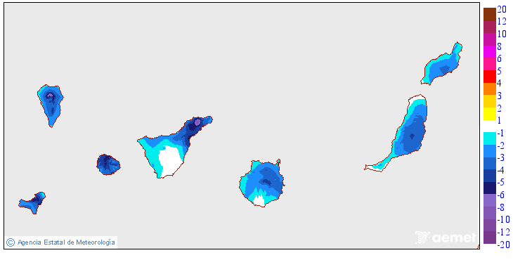 Maximum temperatures variation regarding the day before