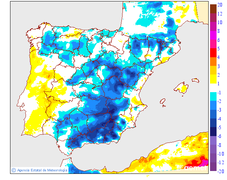 Minimum temperatures variation regarding the day before