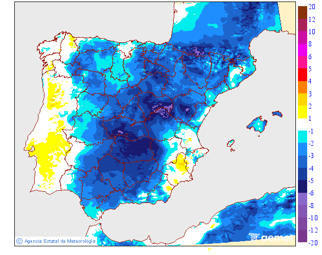 Variacin de las temperaturas mnimas respecto al da anterior