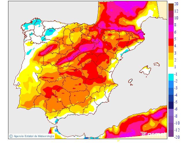 Variacin de las temperaturas mximas respecto al da anterior