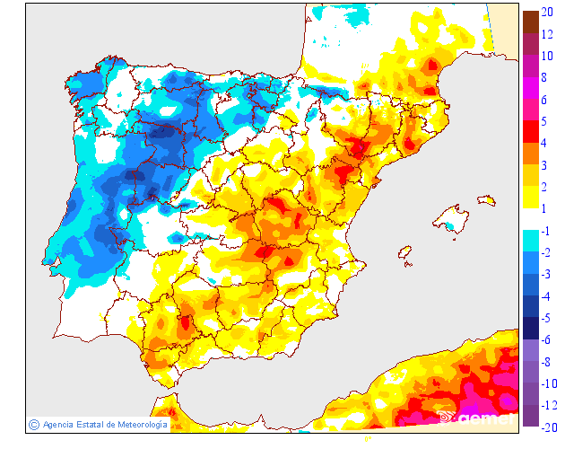 Variacin de las temperaturas mnimas respecto al da anterior
