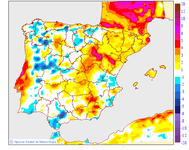 Variaci de les temperatures mnimes respecte al dia anterior