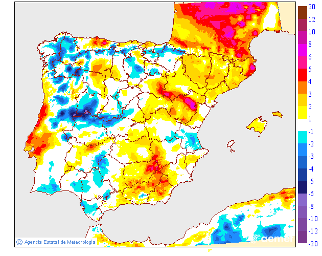 Variaci de les temperatures mnimes respecte al dia anterior