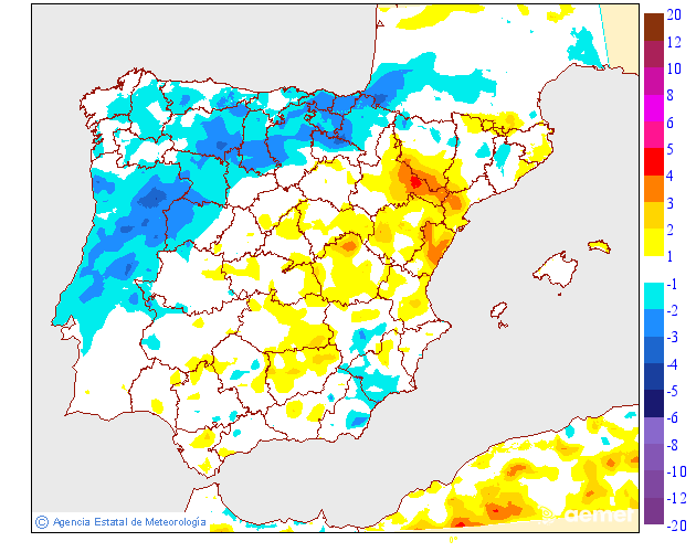 Variacin de las temperaturas mnimas respecto al da anterior