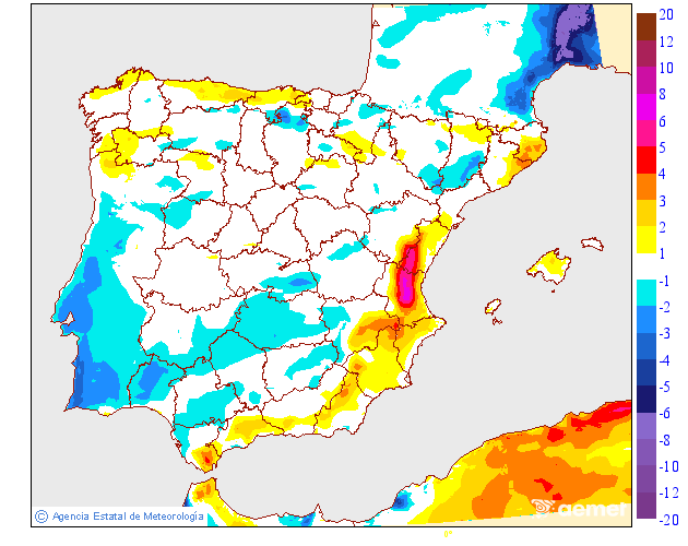 Variacin de las temperaturas mximas respecto al da anterior