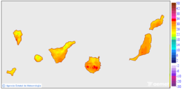 Maximum temperatures for tomorrow in the Canary Islands