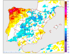 Minimum temperatures variation regarding the day before