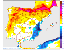 Maximum temperatures variation regarding the day before