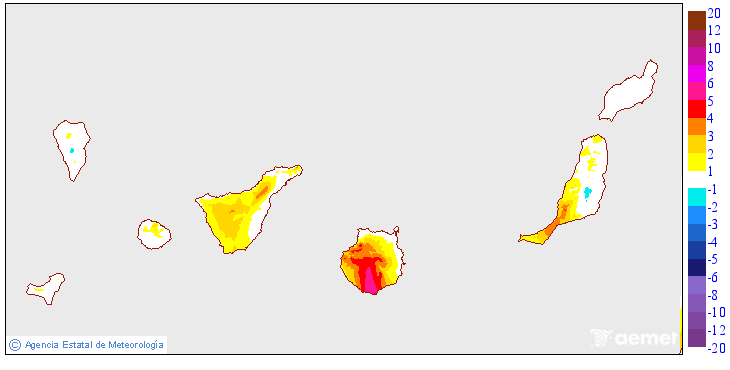 Variacin das temperaturas mximas respecto ao da anterior