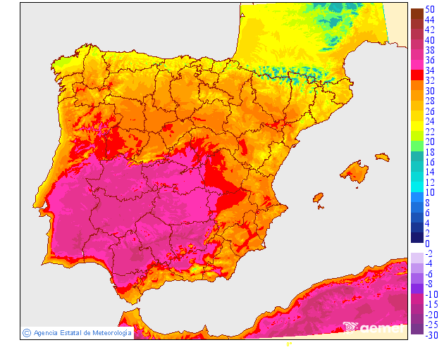 Maximum temperatures for the day after tomorrow in the Canary Islands