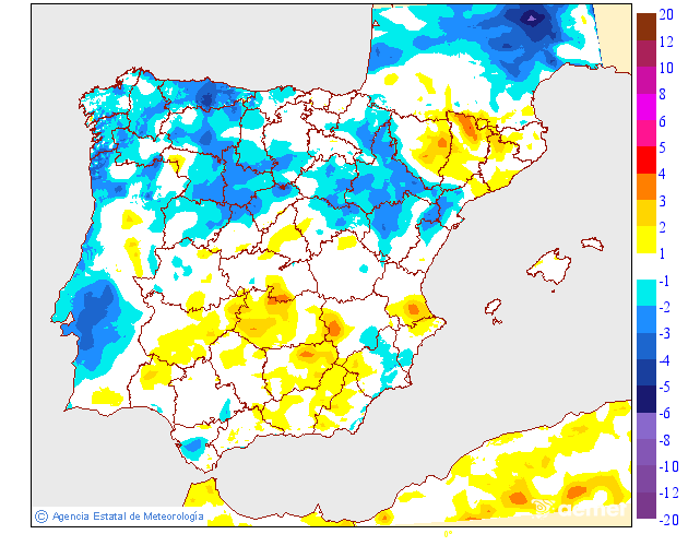 Minimum temperatures variation regarding the day before
