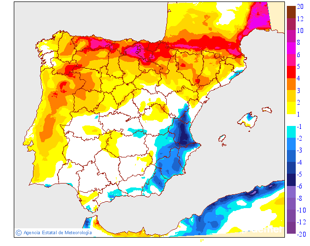 Variacin de las temperaturas mximas respecto al da anterior