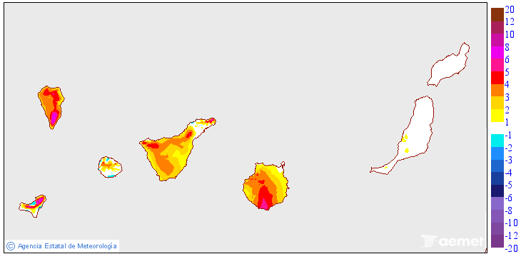 Variaci de les temperatures mnimes respecte al dia anterior