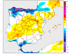 Maximum temperatures variation regarding the day before