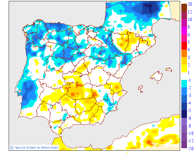 Minimum temperatures variation regarding the day before