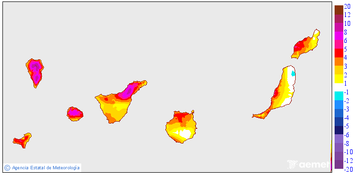 Variacin das temperaturas mximas respecto ao da anterior