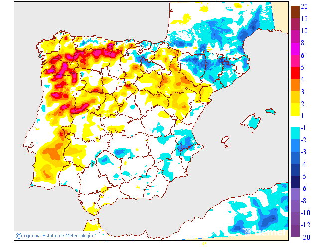 Variacin de las temperaturas mnimas respecto al da anterior