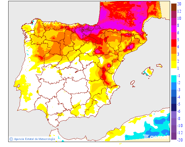 Variacin de las temperaturas mximas respecto al da anterior