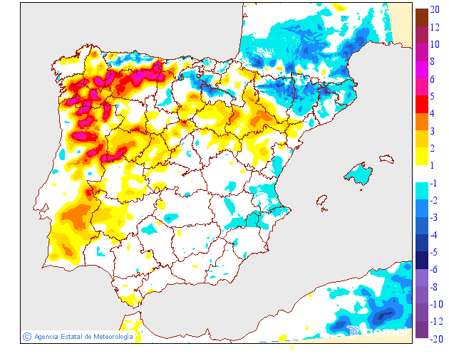 Minimum temperatures variation regarding the day before