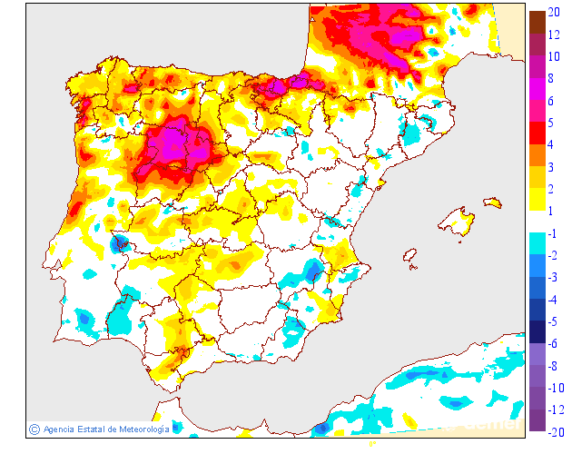 Variacin das temperaturas mnimas respecto ao da anterior