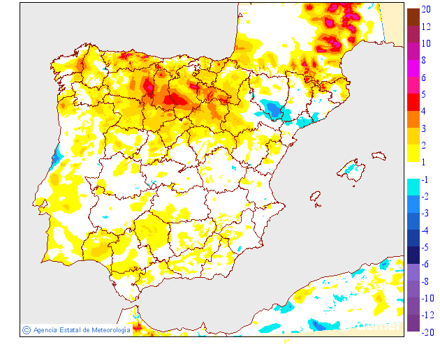 Variaci de les temperatures mnimes respecte al dia anterior