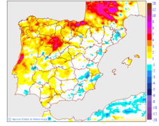 Minimum temperatures variation regarding the day before