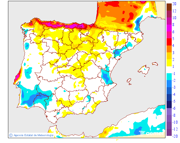 Variaci de les temperatures mximes respecte al dia anterior