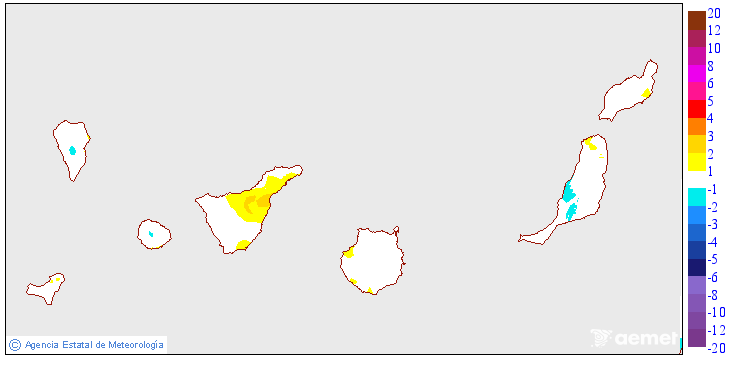 Variacin de las temperaturas mnimas respecto al da anterior