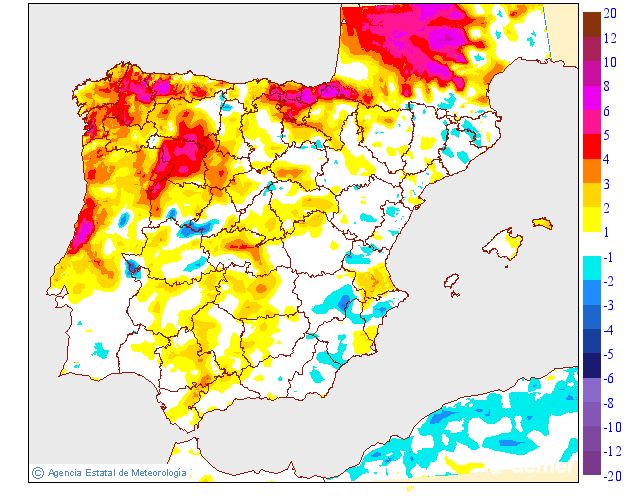 Variation des tempratures minimales par rapport au jour prcdent