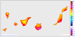 Maximum temperatures for tomorrow in the Canary Islands