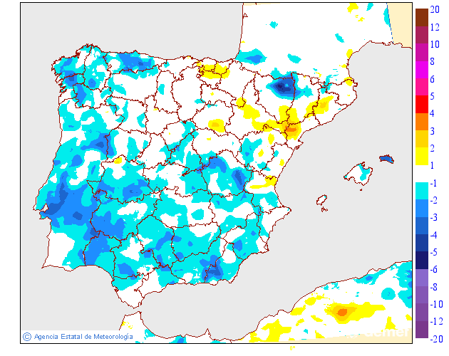Minimum temperatures variation regarding the day before