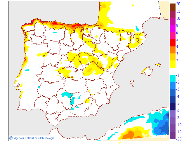 Variaci de les temperatures mximes respecte al dia anterior
