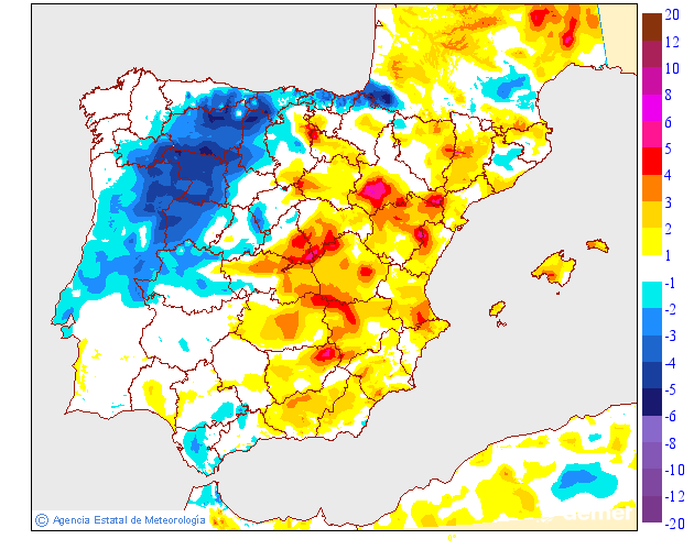 Variacin de las temperaturas mnimas respecto al da anterior