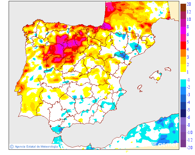 Variaci de les temperatures mnimes respecte al dia anterior